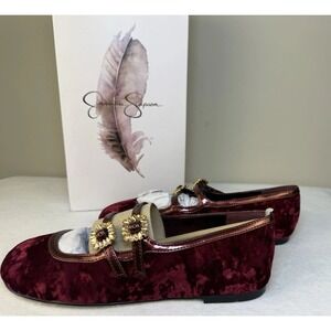 Jessica Simpson Burgundy Velvet Flats